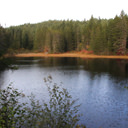 A view of Spectacle Lake from the west side of the lake